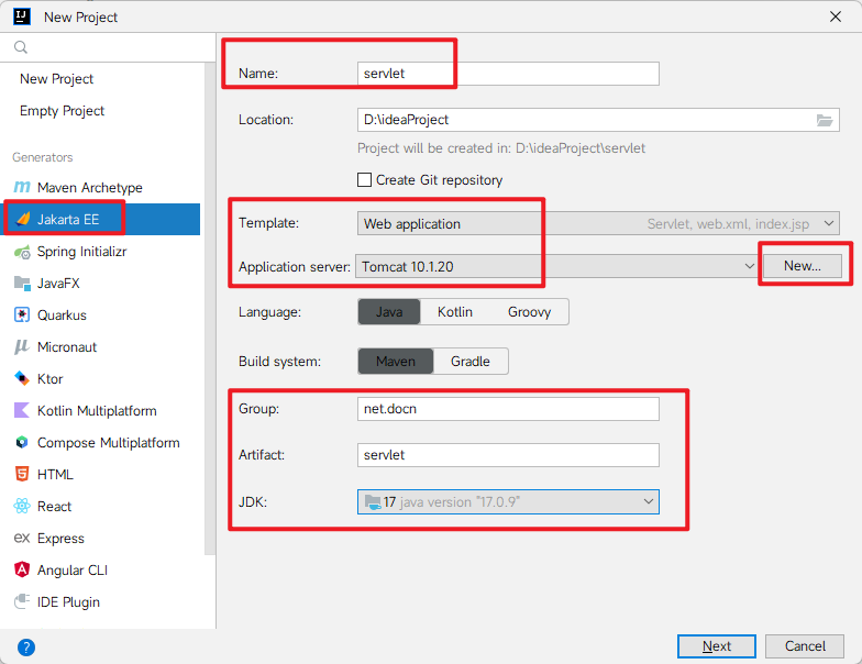 创建新javaee项目
